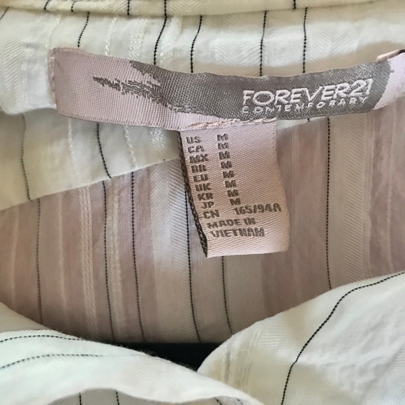 FOREVER 21 / White Pinstripe T-Shirt Dress / SZ M - Picture 7 of 8